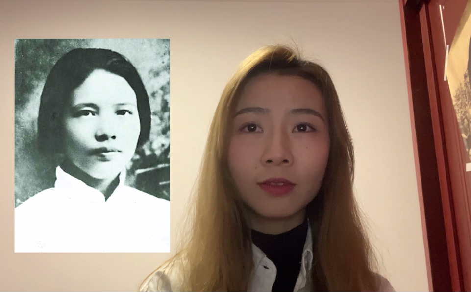 图为预备党员杨妍嫣在讲述女性运动先驱向警予的故事